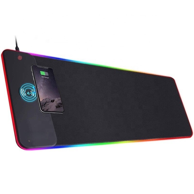 Игровой коврик для мыши с беспроводной зарядкой и RGB подсветкой, 15 Вт, 800×300 мм, 9 цветов, сенсорное управление