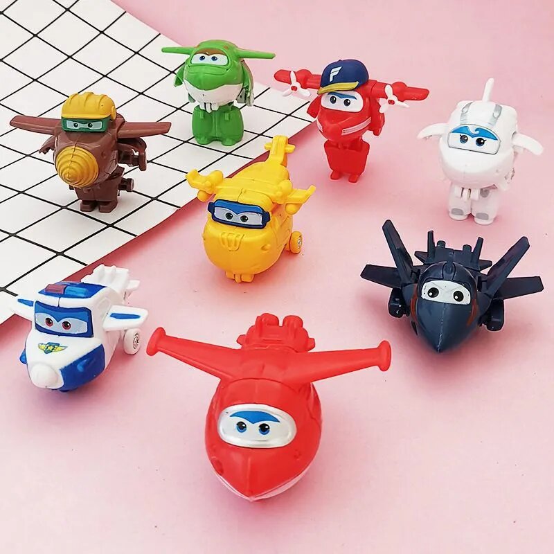 Фигурки Super Wings набор из 8 штук, роботы-трансформеры самолеты, ABS пластик, для детей от 3 лет — фото 1