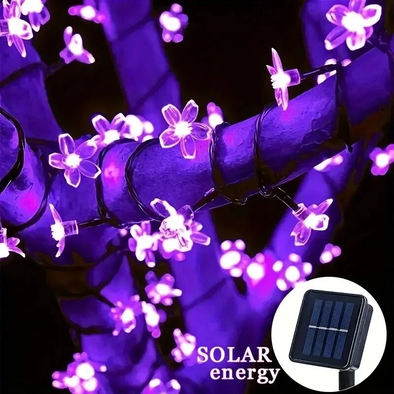 Солнечная гирлянда фиолетовая "Сакура", 5м, 20 LED