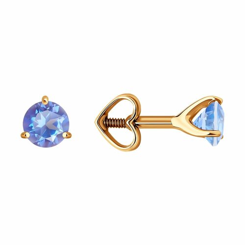 фото Серьги diamant online, красное золото, 585 проба, топаз, длина 0.4 см, , фиолетовый