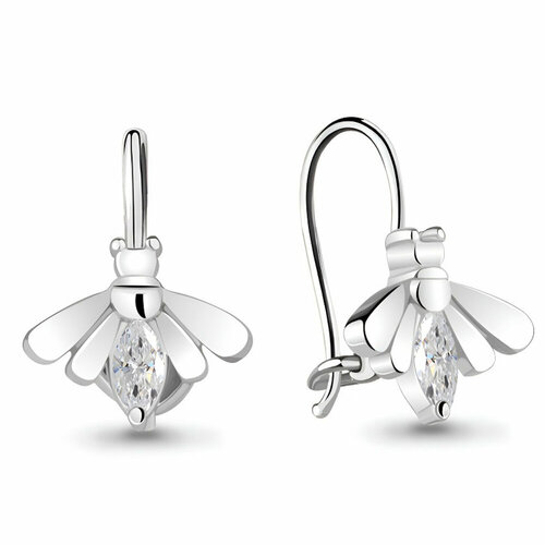 фото Серьги яхонт, серебро, 925 проба, фианит, , бесцветный