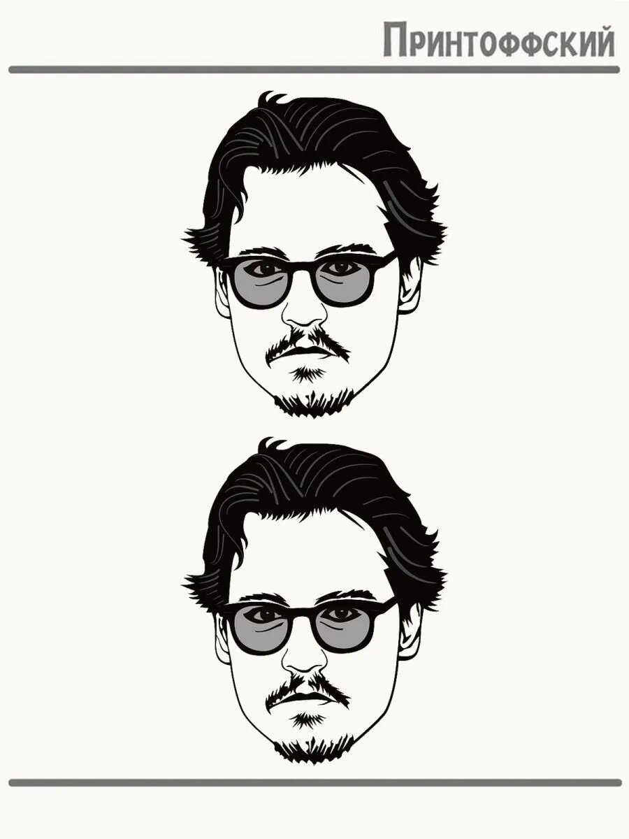 2-е (Две) Термонаклейки актер джонни депп johnny depp