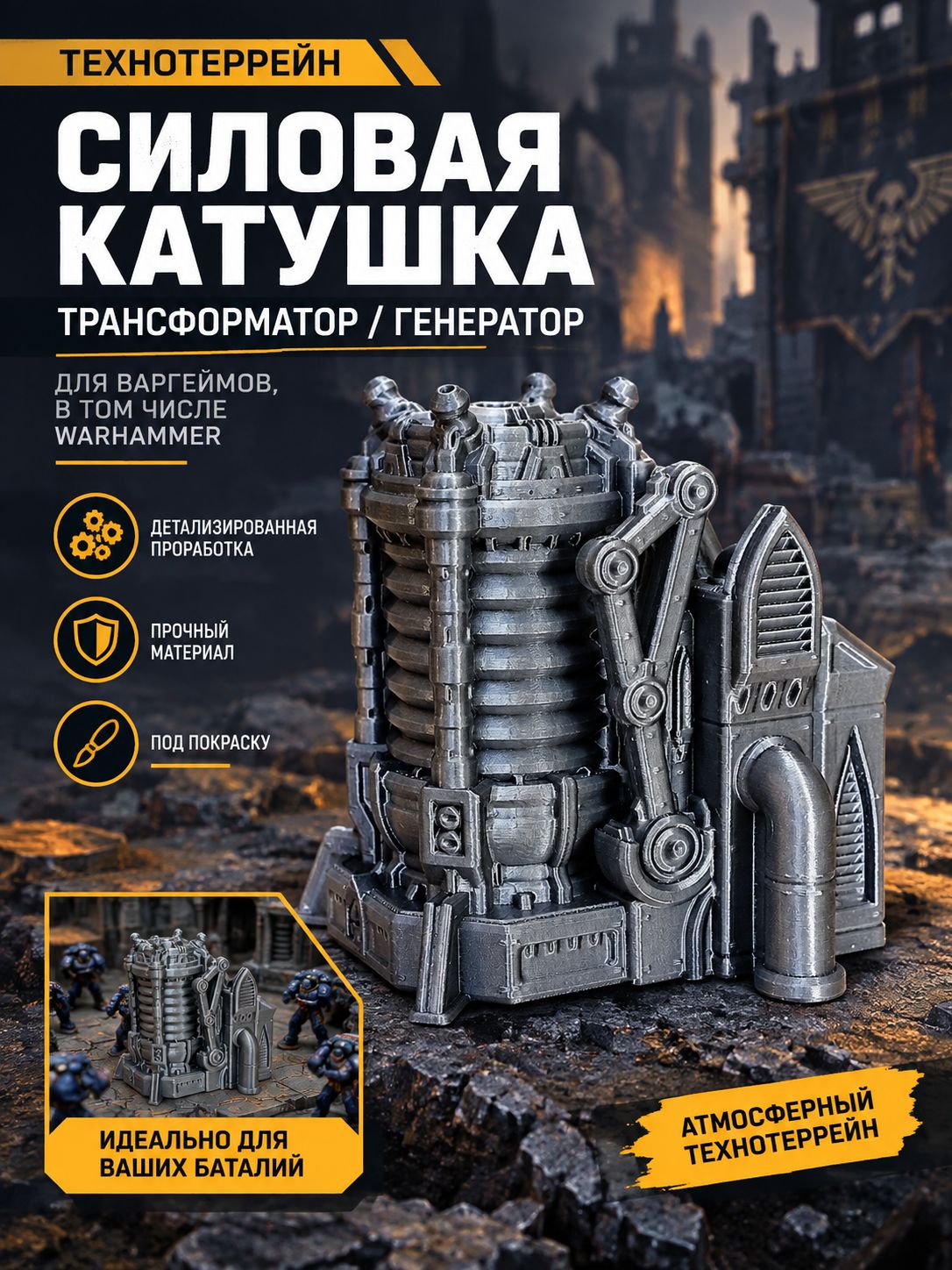 Силовая катушка (генератор, трансформатор) - техно террейн для вархаммер и других варгеймов