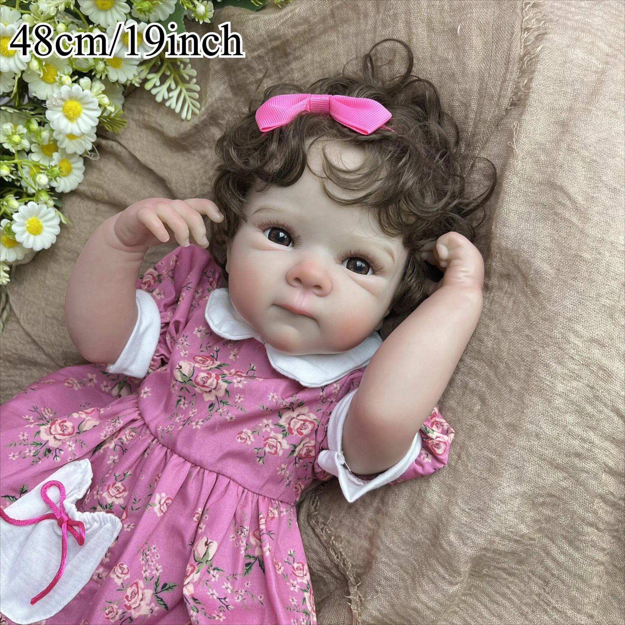 BZDOLL Кукла реборн 48 см, реалистичный мягкий винил, ручная 3D роспись кожи, детская игрушка