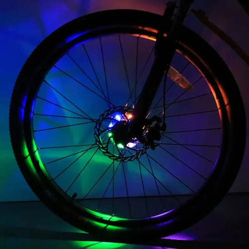 Подсветка для колёс велосипеда RGB, светодиодные катафоты, на батарейках