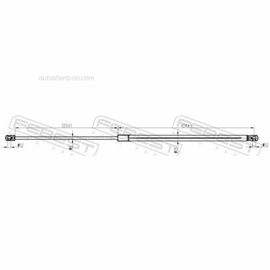 FEBEST 17117005 Газовый упор капота L762/340N