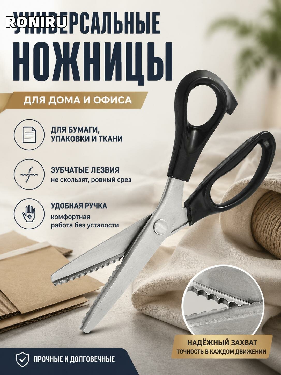 Универсальные ножницы для дома и офиса — для бумаги, упаковки и ткани с удобной ручкой для комфортной работы в быту