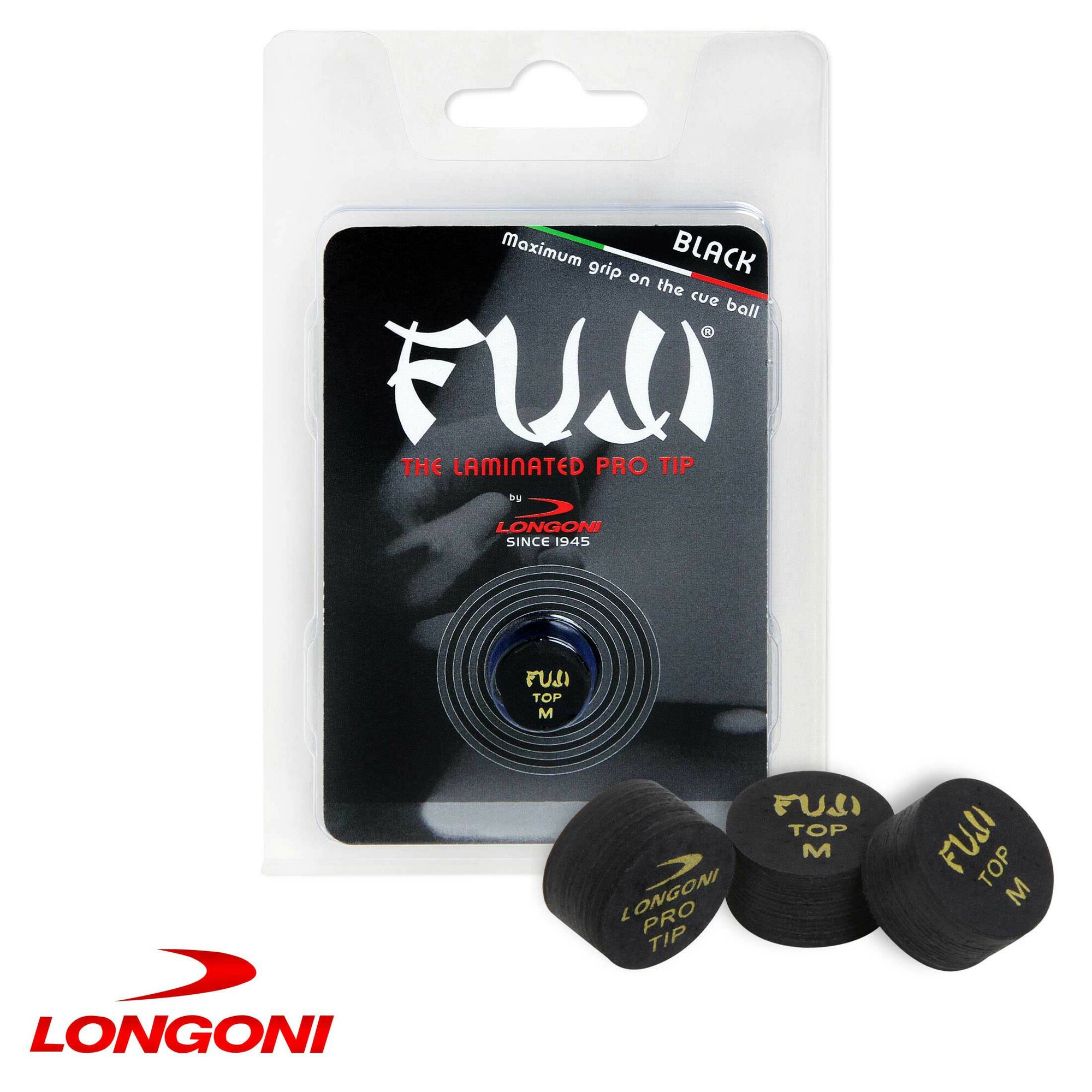 Наклейка для кия Longoni Fuji Black ø 13 мм Medium 1шт.