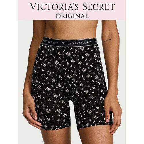 фото Трусы victoria's secret logo cotton high-waist boxer brief, размер l, черный