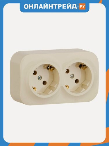 Изображение товара Розетка Legrand 2-м ОП Quteo 16А IP20 250В 2х2P+E с заземл. без защ. шторок слоновая кость, 782263