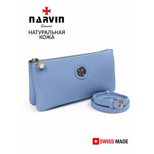 фото Сумка клатч narvin, фактура зернистая, голубой