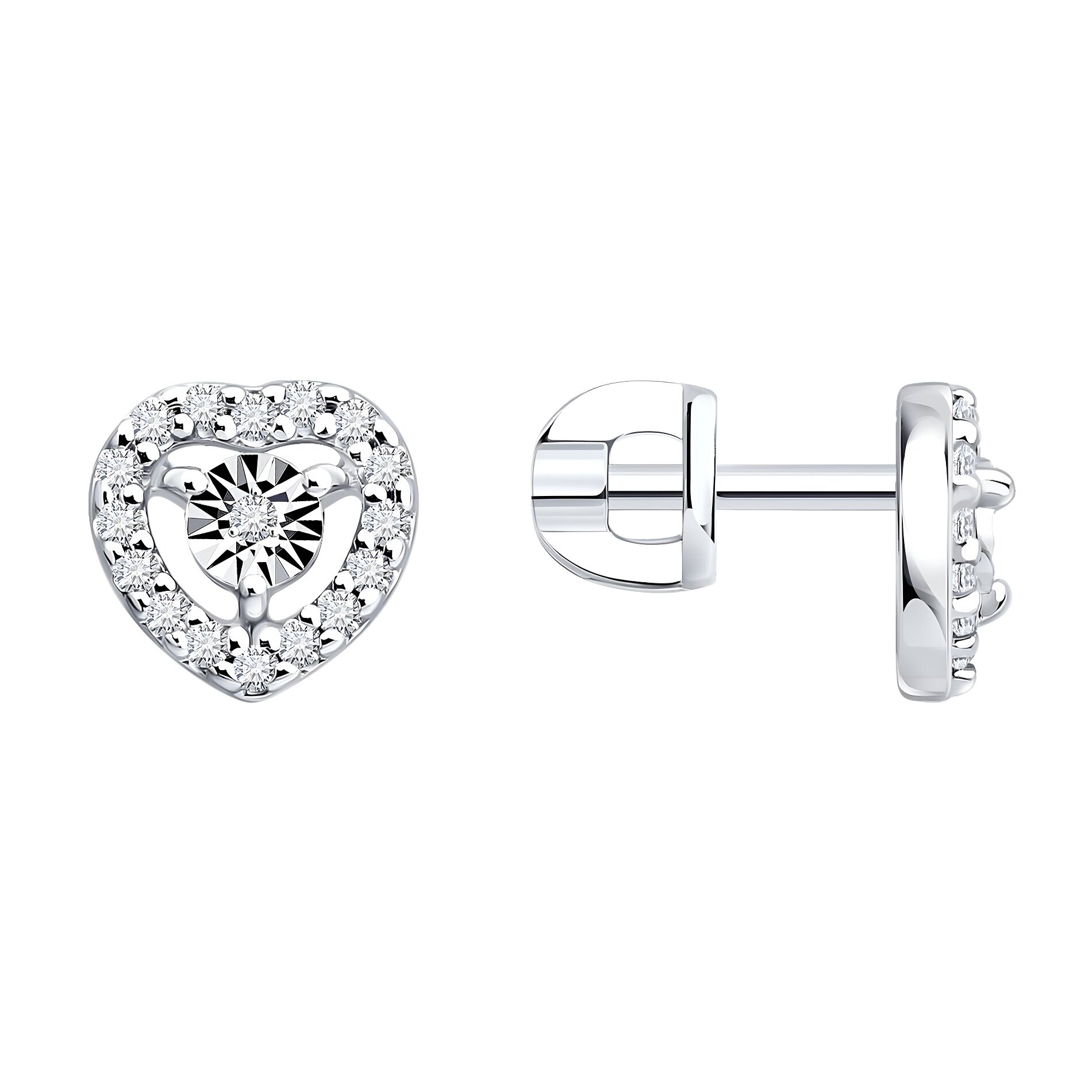 Серьги Яхонт, серебро, 925 проба, бриллиант, фианит