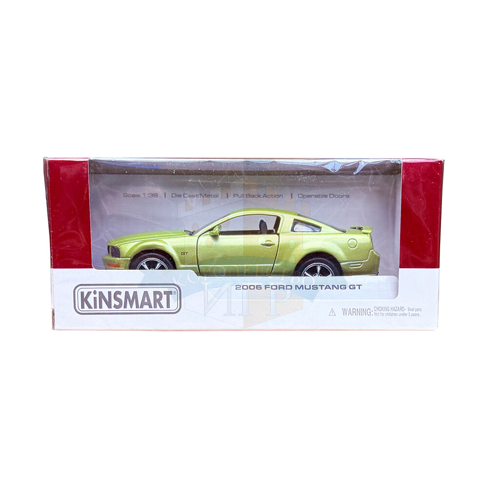 Машинка Kinsmart Ford Mustang GT 2006, 1:38, зеленый, арт. KT5091/2