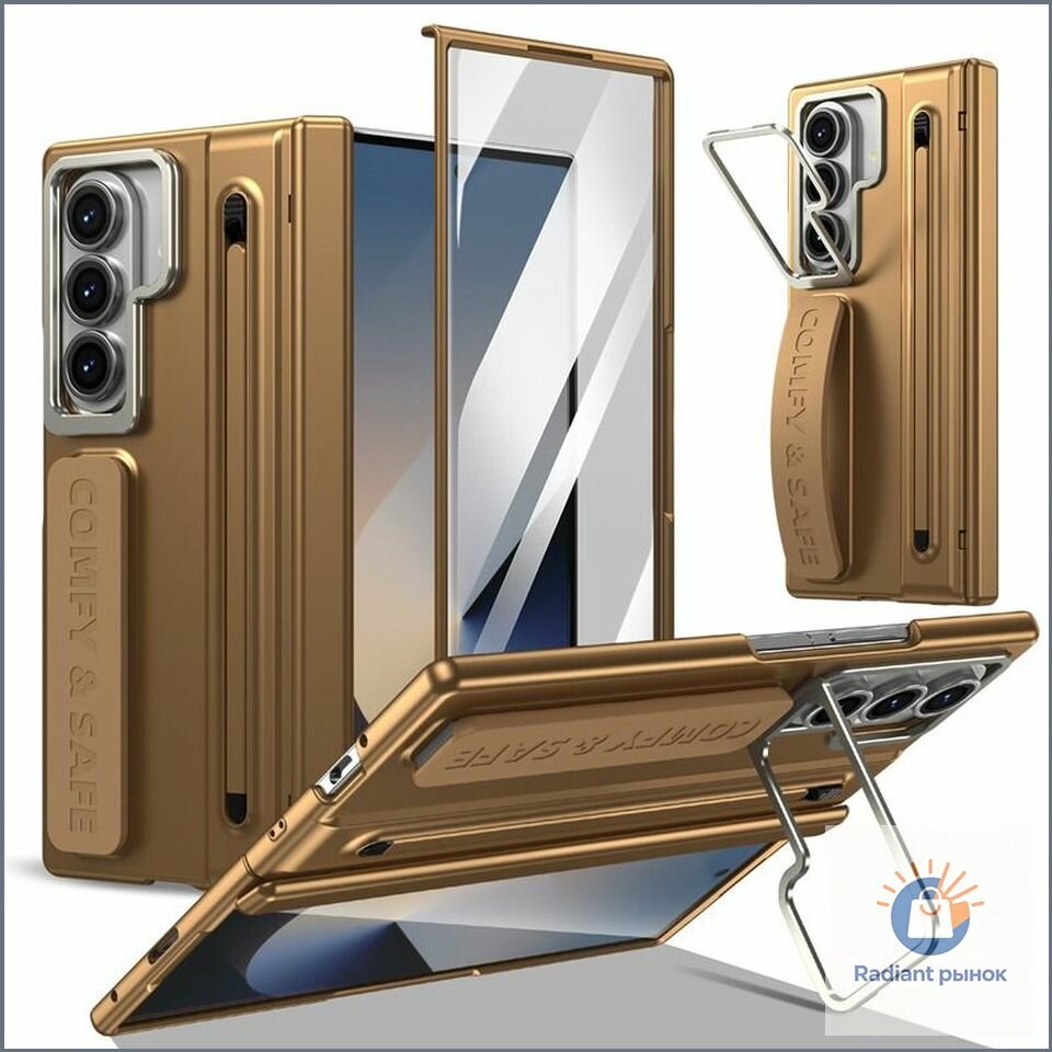 Чехол для samsung galaxy z fold 7, Защитный объектив, износостойкий и защищающий от падения складной чехол для мобильного телефона с держателем объектива