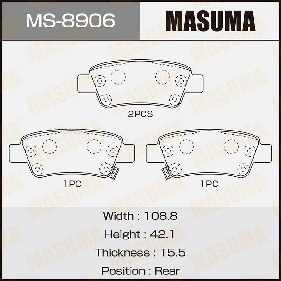 Колодки тормозные HONDA CR-V задн. MASUMA MS8906