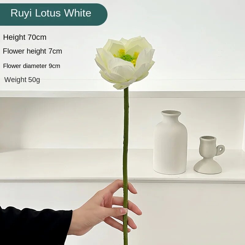 Искусственный шелковый лотос 85 см Белый, Ruyi Lotus White