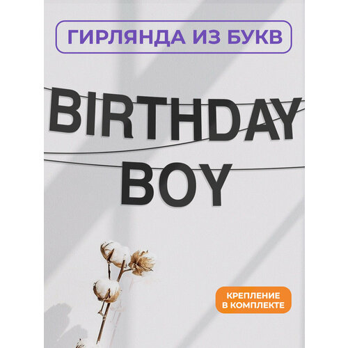 фото Бумажная гирлянда на стену, интерьерная - “birthday boy“, гирлянда буквенная zekeks