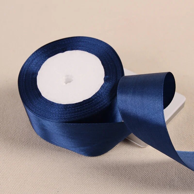Синяя атласная лента 22 м, 38 dark blue, 50 мм