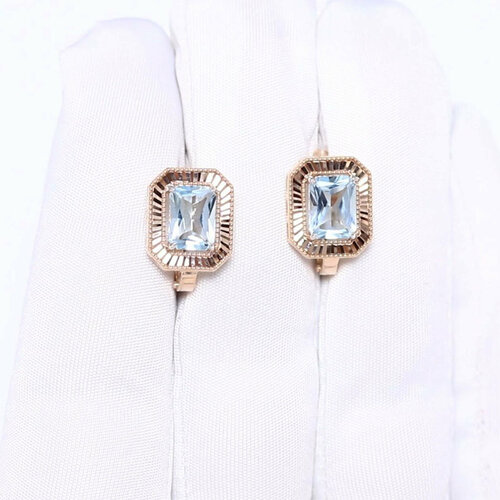 фото Серьги diamant online, красное золото, 585 проба, топаз, длина 1.5 см, , голубой