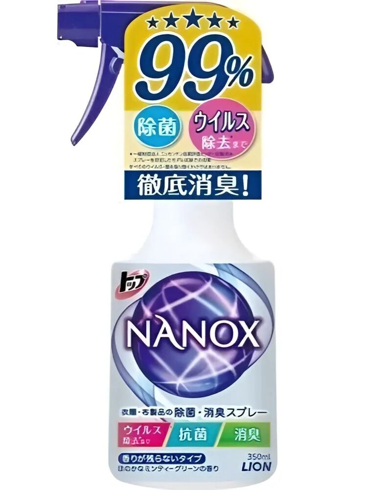 LION Top NANOX Стерилизующий и дезодорирующий спрей для одежды 350мл