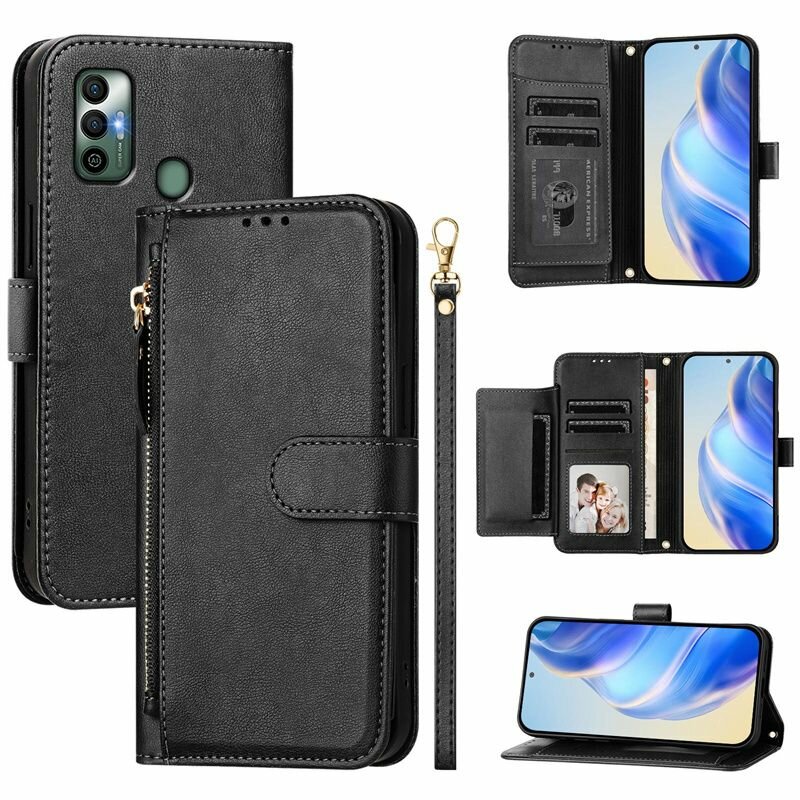 Чехол-книжка для Tecno Spark 7 и KF6N и Spark 7T (Техно Спарк 7 и KF6N и Spark 7T) с кошельком на молнии. Мягкий силикон, полная защита, ударостойкий, беспроводная зарядка