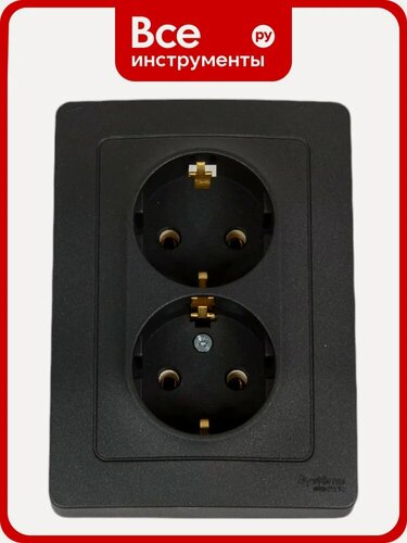Изображение товара Розетка Systeme Electric Blanca внутр Антрацит 2-ая с/з без шторок, 16А, 250В SE BLNRS001026
