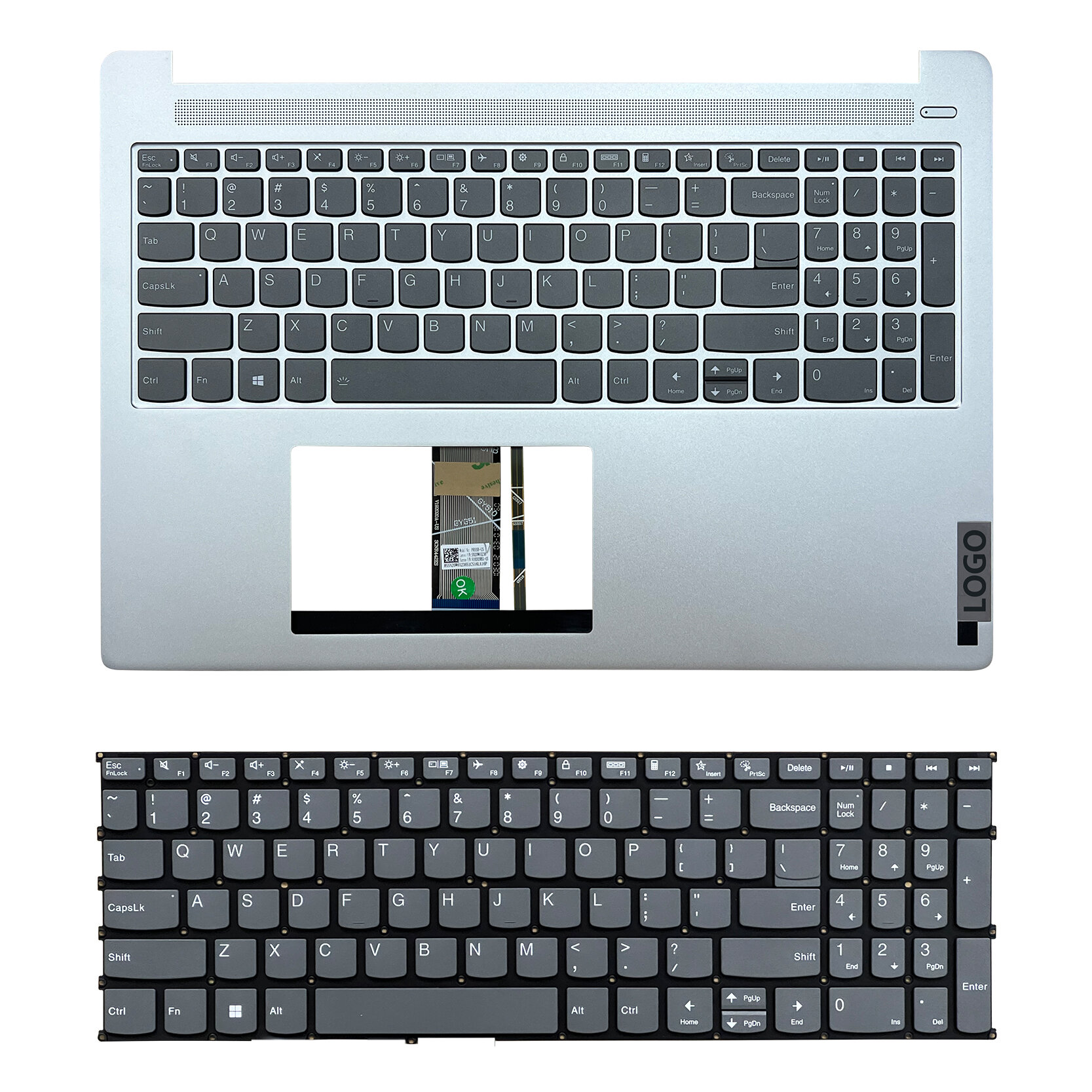 Замена клавиатуры для ноутбука Lenovo Xiao Xin 16 ABR8, серебристый корпус, без подсветки
