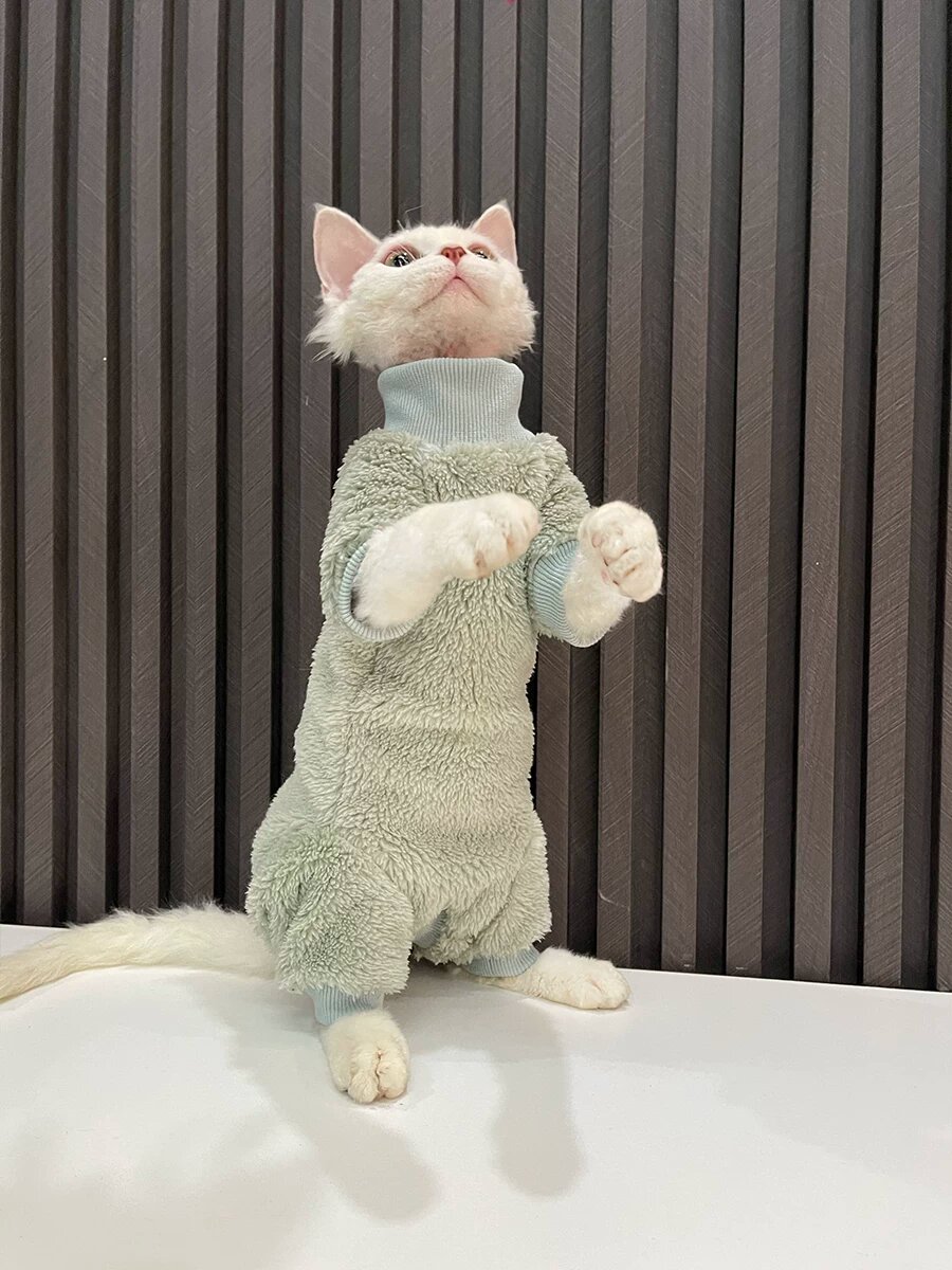 Двухсторонний флисовые свитер для кошек Devon Rex и Cornish Rex - размер XS (0.75-1 кг)