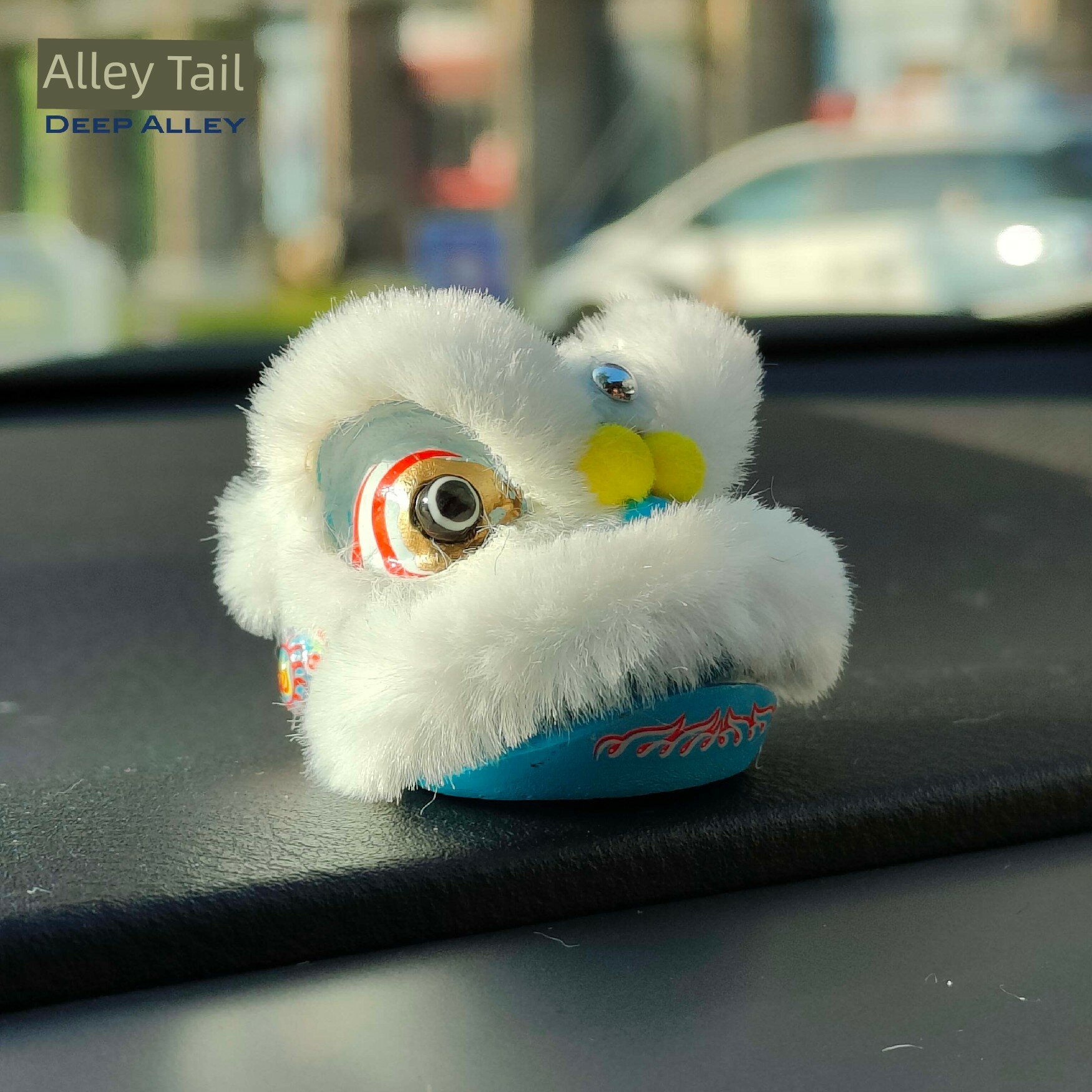 Бело-голубая китайский стиль львиная фигурка для автомобильной центральной консоли - творческий декоративный аксессуар