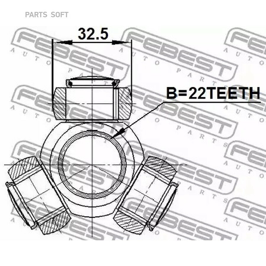 Трипоид 22X32.5 FEBEST 2216CER | цена за 1 шт