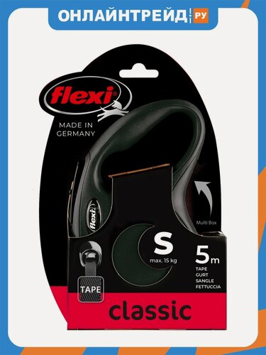 Изображение товара Поводок-рулетка Flexi New CLASSIC S, 5 м, 15 кг, черный