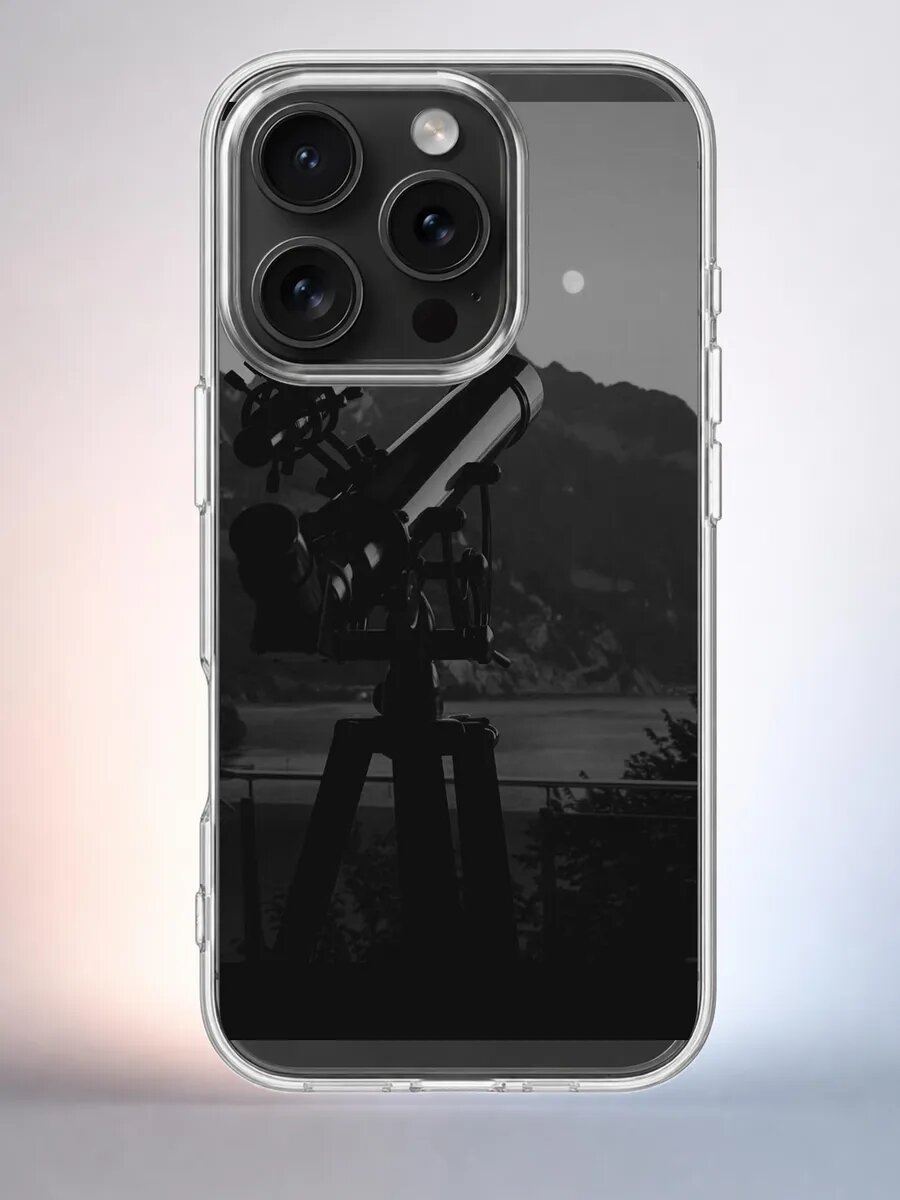 Чехол iPhone 15 Pro телескоп в горах силиконовый