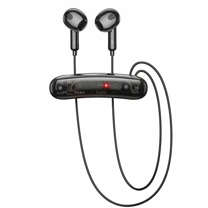 Bluetooth наушники вкладыши с микрофоном Hoco ES77 с микрофоном, мобильная гарнитура, с шейным шнурком, черные