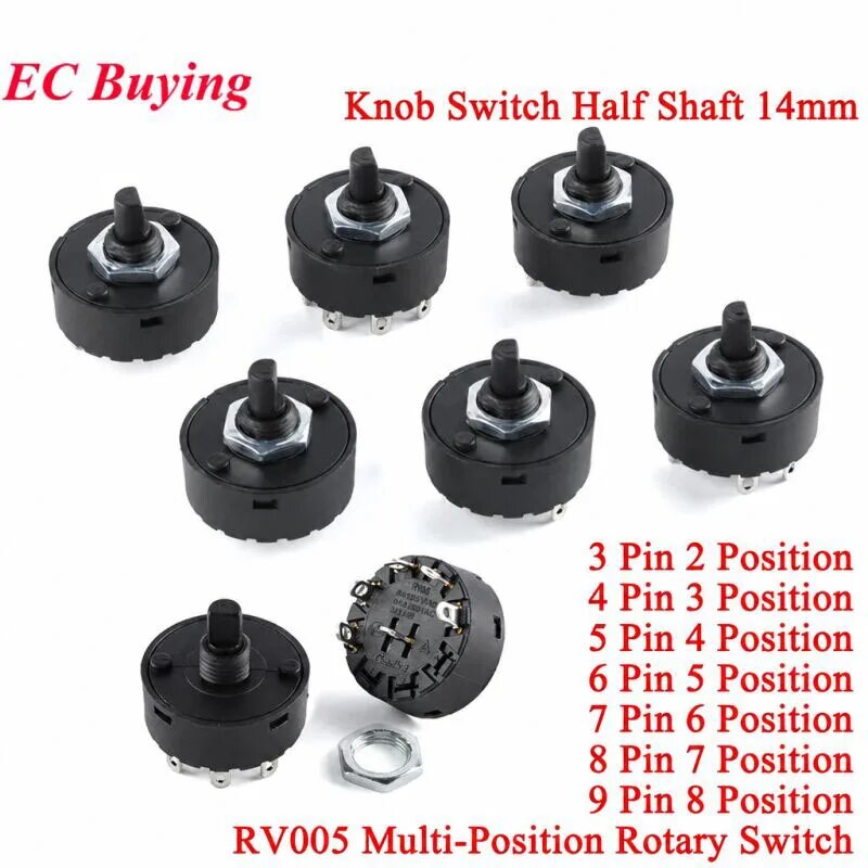 2шт. Переключатель ручной 4Pin 3Gear Turn2, черный