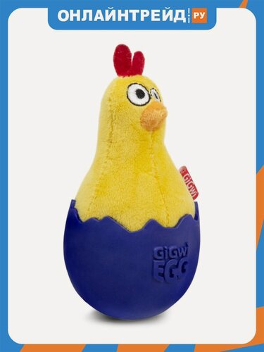 Изображение товара Игрушка для собак Gigwi EGG Цыпленок неваляшка в яйце с пищалкой 14 см.