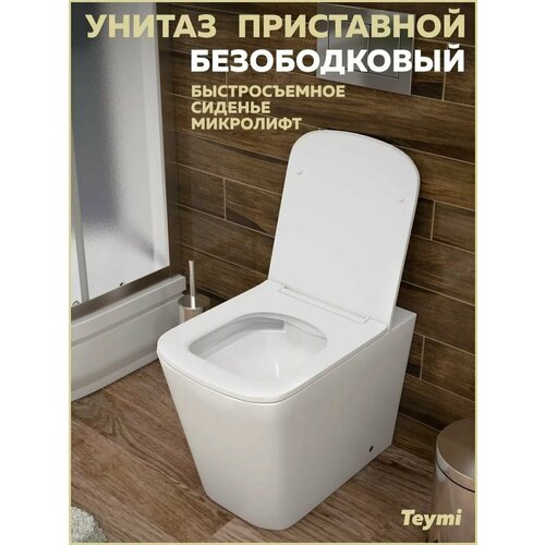 фото Унитаз приставной безободковый с быстросъемным сиденьем микролифт teymi helmi hd t40108