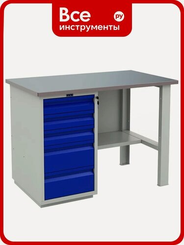 Изображение товара Верстак практик WT120. WD5/F1.000 S30399505246, Жесткая столешница (мдф толщиной 24 мм и оцинкованный металл толщиной