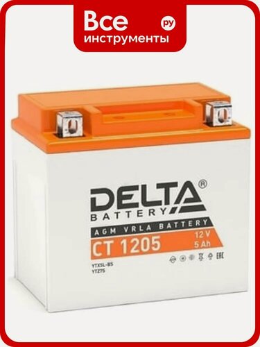 Изображение товара Аккумулятор Delta CT 1205, для мототехники, AGM, обратная полярность, 12В, 5Ач