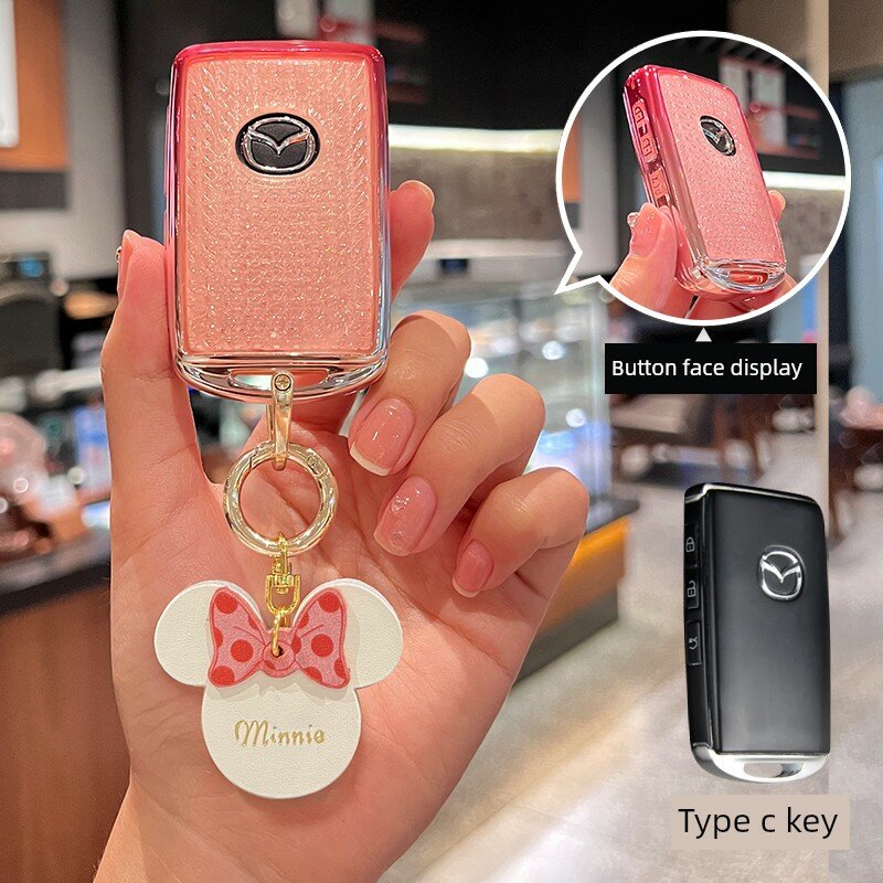 Мазда брелок для ключей в градиентном розовом с пирожком Микки для автомобильных ключей аксессуары