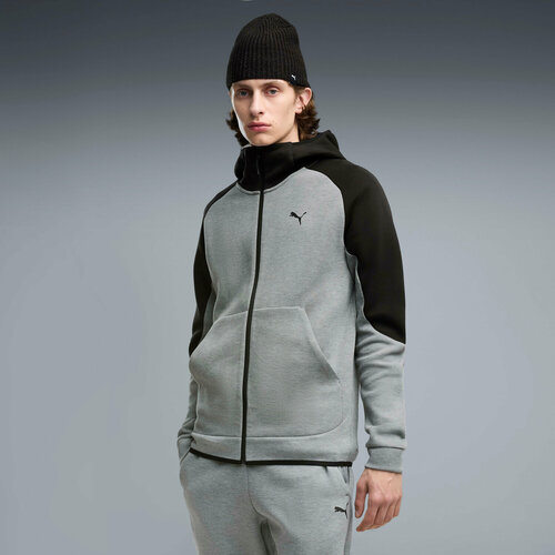 фото Толстовка спортивная puma tech slim full-zip hoodie dk, 1 шт., размер 48, , серый