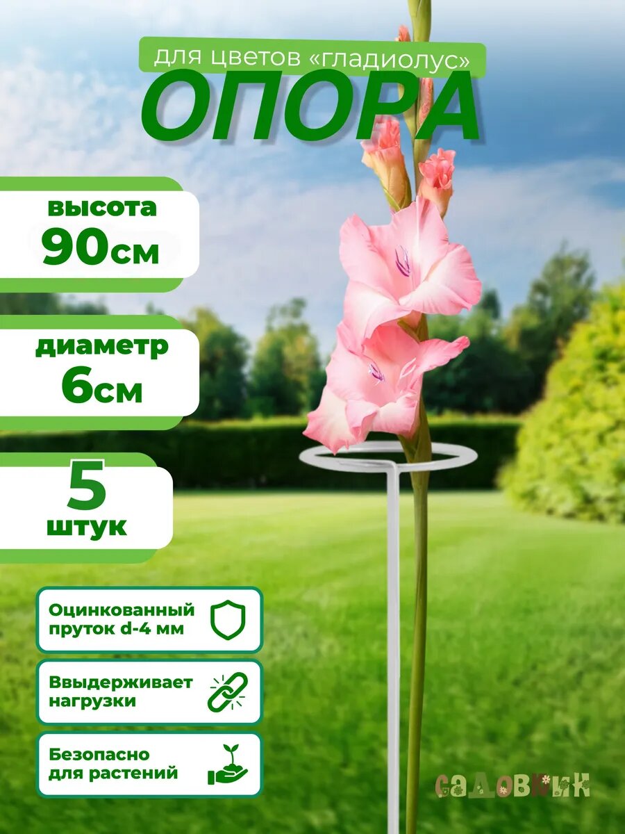 Опора для Гладиолусов оцинкованная 4мм d-6см, h-0,9м (5 шт)