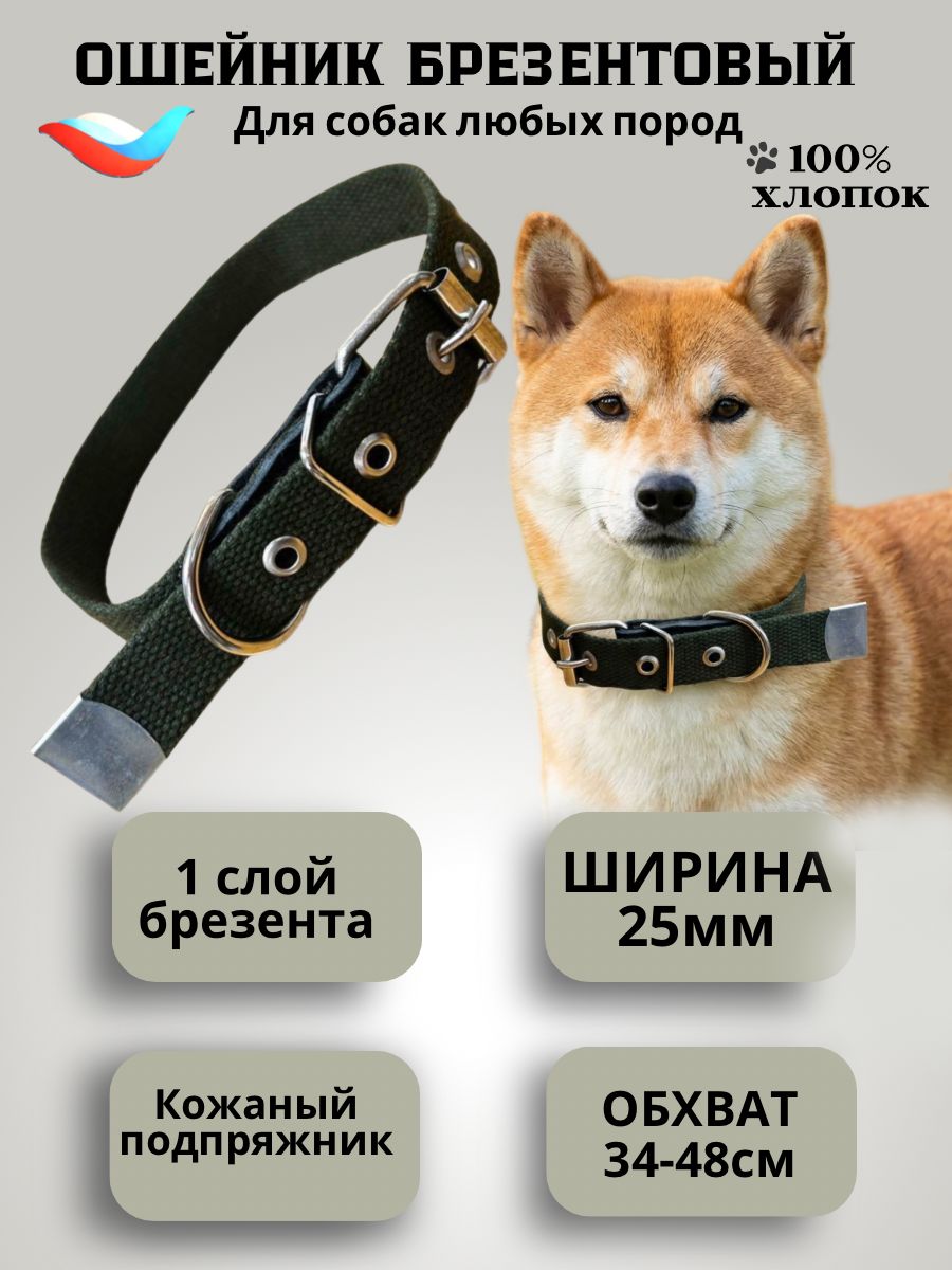 Ошейник брезент черный 25 мм