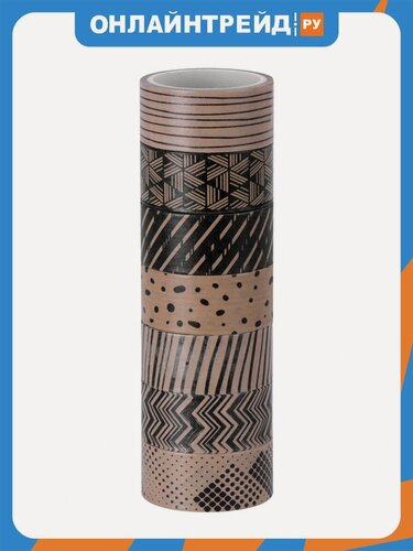 Изображение товара Лента для декора Остров Сокровищ клейкие WASHI кофейные цвета, 15 мм х 3 м, 7 цветов, рисовая бумага, , 661706