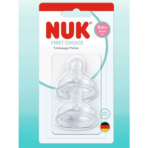 фото Nuk fc+ соска для бутылочки силиконовая с отверстием xl, c 6-18 месяцев, 2 шт