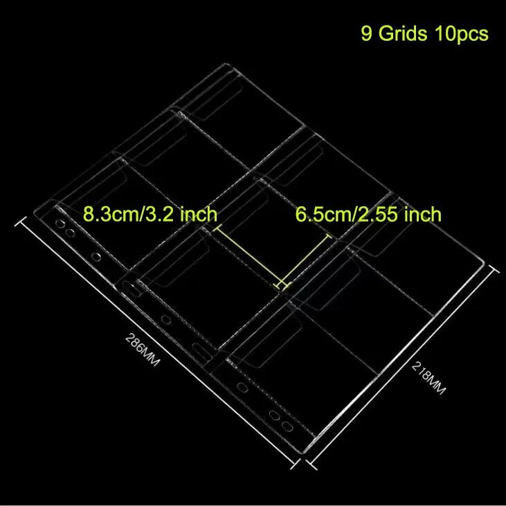 Страницы для альбома монет 9 Grids10pcs, черные