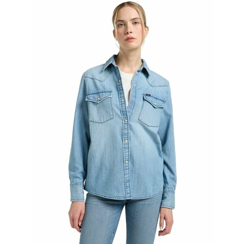 фото Рубашка lee women western shirt, размер xs, синий