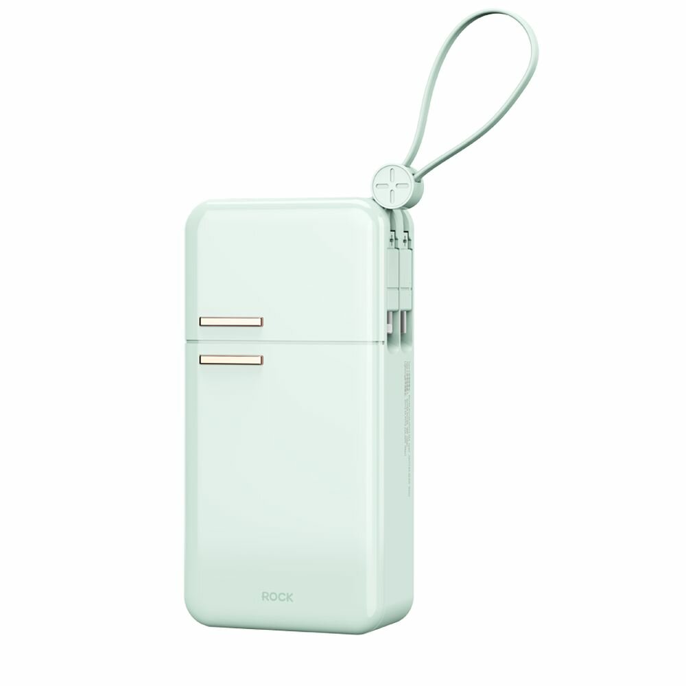 Внешний аккумулятор ROCK Y18 Fridge Series Fast Charging Power Bank with Cables зеленый