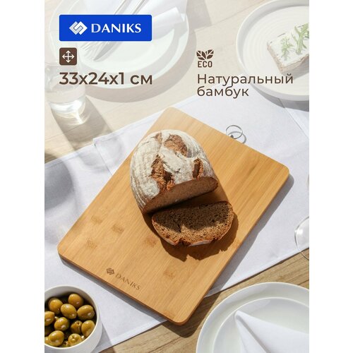 фото Доска разделочная бамбуковая daniks h-1112, 35х25 см, двухсторонняя, прямоугольная коралл