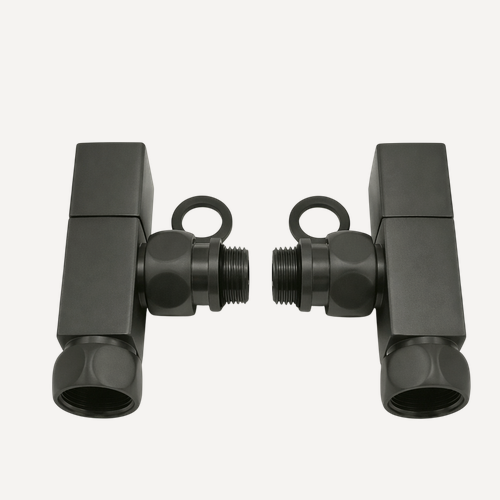 Изображение товара Комплект вентилей угловых Quadro 1/2*3/4 графит
