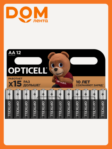 Изображение товара Элемент питания Opticell Basic, алкалиновая, 12шт, AA, блистер, черный/серый/серебристый